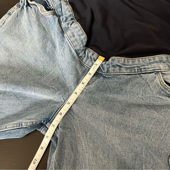 Tori Over Bump Mom Jeans Size 8 Maternity Blue Denim Straight Leg Cotton - Picture 10 of 12